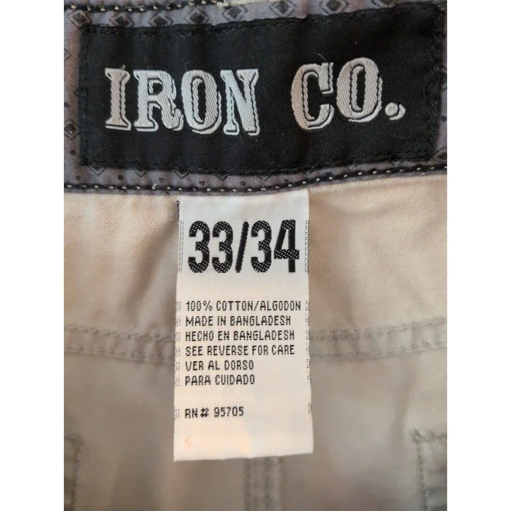 IRON CO Men's Khaki Straight Pants Size 33x34 Zipper Pull Flaw